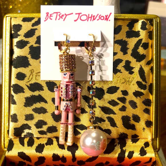 Betsey Johnson Jewelry - NWT Betsey Johnson Sparkly Rhinestone Mis-Matched Nutcracker & Ornament Earrings